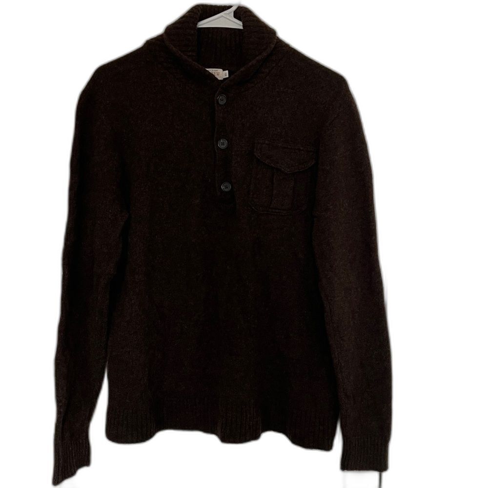 J.Crew Men’s  Gray 100% Lambs Wool Long Sleeve Sweater